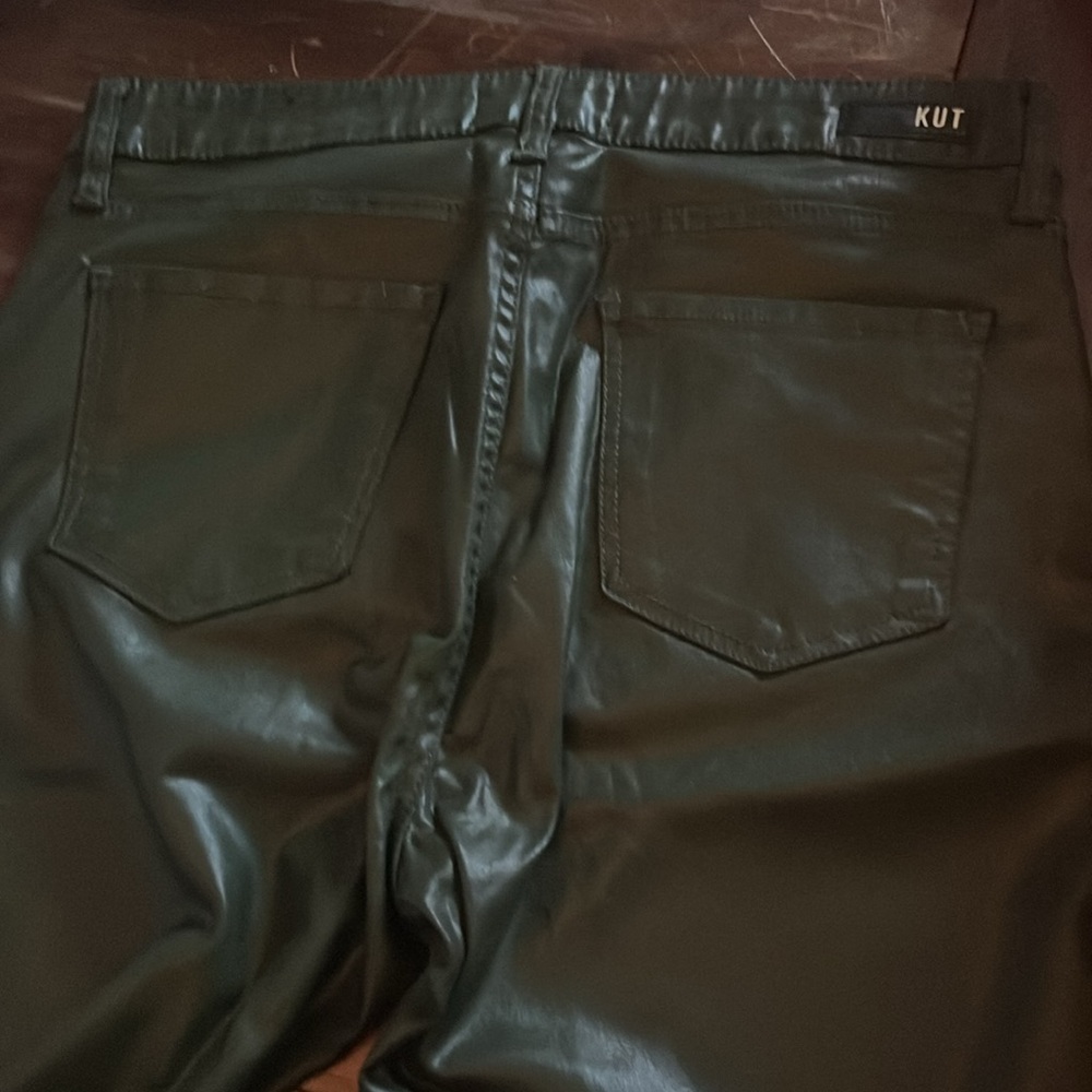 KUT faux leather dark green skinny jean size 10 - Picture 3 of 3